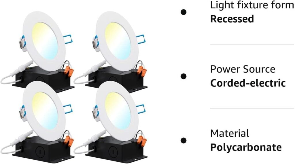Sunco 4 Pack 6 Inch Ultra Thin LED Recessed Ceiling Lights Slim, 5000K Daylight, Dimmable, 14W=100W, Wafer Thin, Canless with Junction Box - Energy Star ETL T24 Sunco 4 Pack 6 Inch Ultra Thin LED Recessed Ceiling Lights Slim, 5000K Daylight, Dimmable, 14W=100W, Wafer Thin, Canless with Junction Box - Energy Star ETL T24